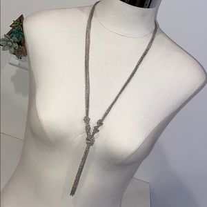 Silver long Statement necklace